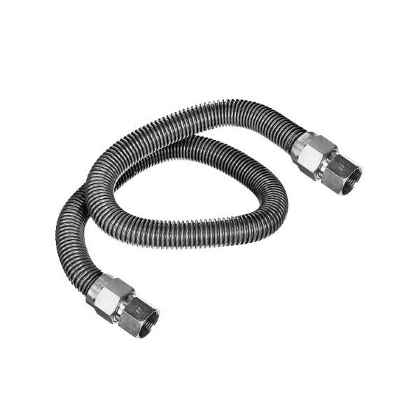 Flextron Gas Line Hose 3/8'' O.D. x 72'' Length with 1/2" FIP Fittings, Stainless Steel Flexible Connector FTGC-SS14-72B - main
